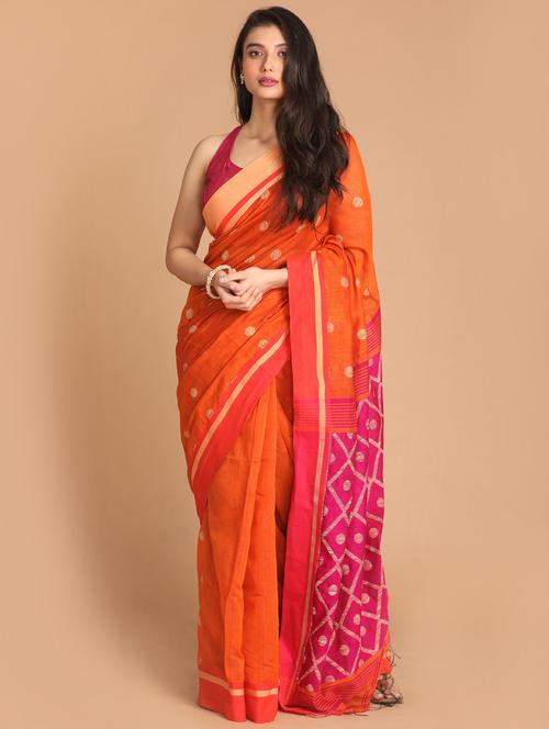women cotton handloom saree with blouse - 21271818 - Very Small Image - 1