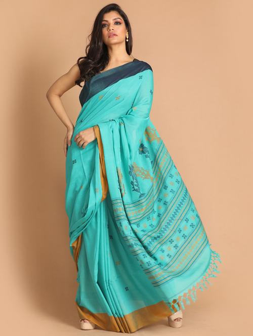 women cotton handloom saree with blouse - 21271850 - Very Small Image - 1
