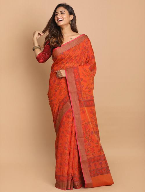 white floral printed saree with blouse - 21272075 - Very Small Image - 1