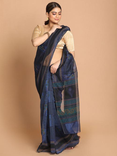 women cotton printed saree with blouse - 21272258 - Very Small Image - 1