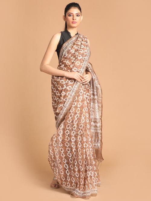 women cotton printed saree with blouse - 21272397 - Very Small Image - 1