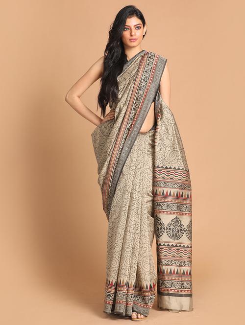 women cotton printed saree with blouse - 21272502 - Very Small Image - 1