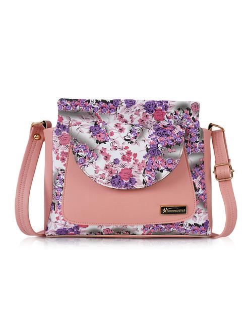 peach leatherette (pu) sling bag - 21273704 - Very Small Image - 1