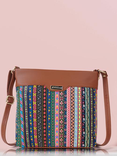 peach leatherette (pu) sling bag - 21273710 - Very Small Image - 1