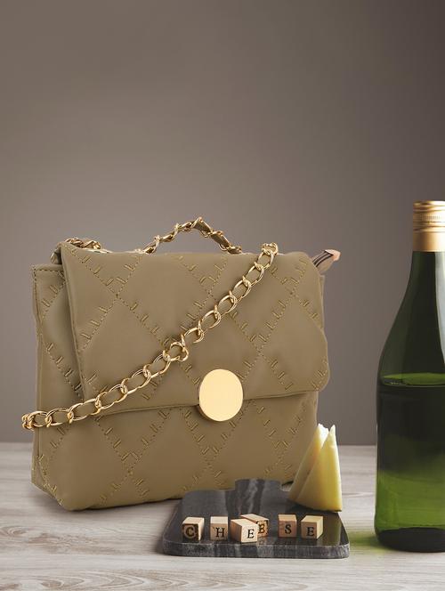 tan leatherette (pu) sling bag - 21273731 - Very Small Image - 1