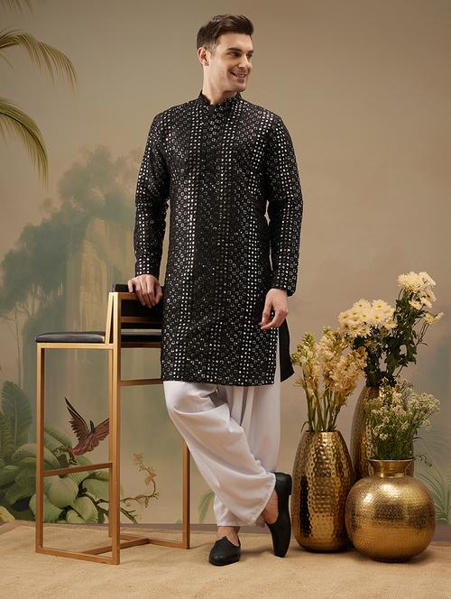 men mandarin neck embroidered kurta - 21273809 - Very Small Image - 1