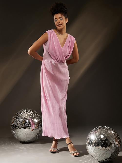 pink satin fit & flare dress - 21274144 - Very Small Image - 1