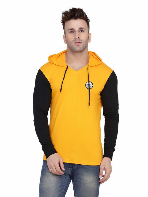 men color block hood neck t-shirt - 21274642 - Very Small Image - 1