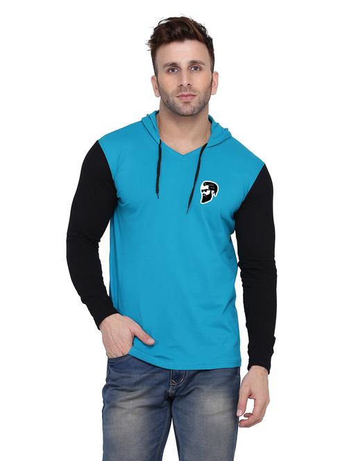 men color block hood neck t-shirt - 21274671 - Very Small Image - 1