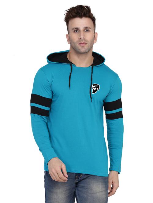 men color block hood neck t-shirt - 21274702 - Very Small Image - 1