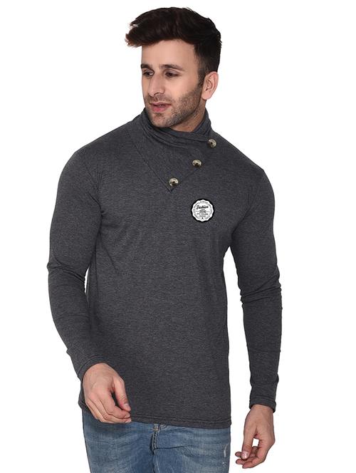 men plain high neck t-shirt - 21274942 - Very Small Image - 1