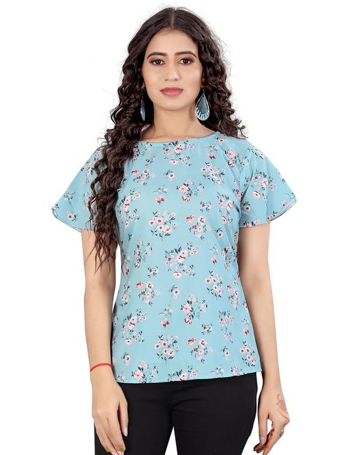 blue cotton blend regular top - 21275931 - Very Small Image - 1