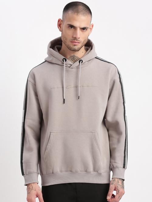 men's grey solid hooded pullover - 21276857 - Very Small Image - 1