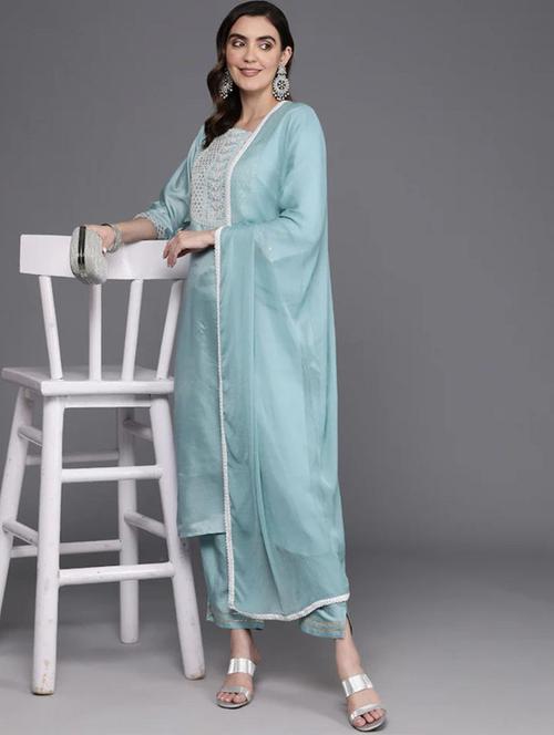 women light blue kurta pant set with dupatta - 21277512 - Very Small Image - 1