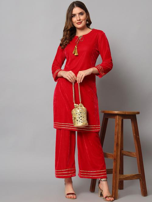 women solid kurta palazzo set - 21277605 - Very Small Image - 1