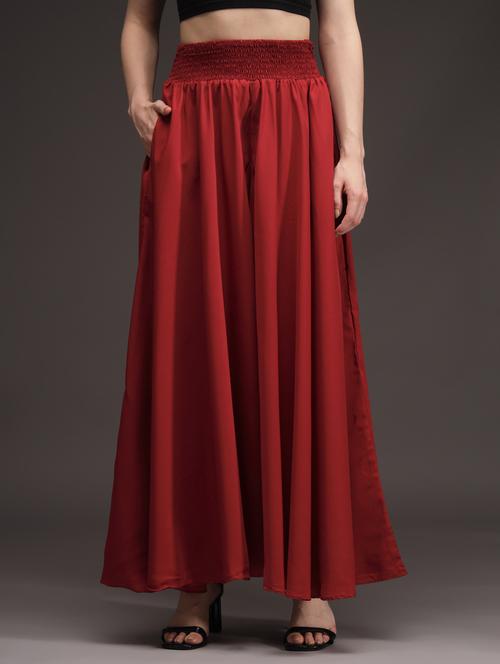 maroon viscose palazzos - 21277640 - Very Small Image - 1