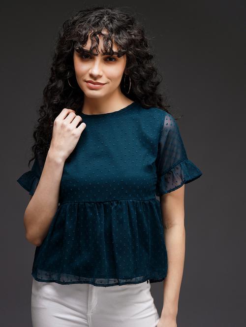 tan net peplum top - 21277726 - Very Small Image - 1