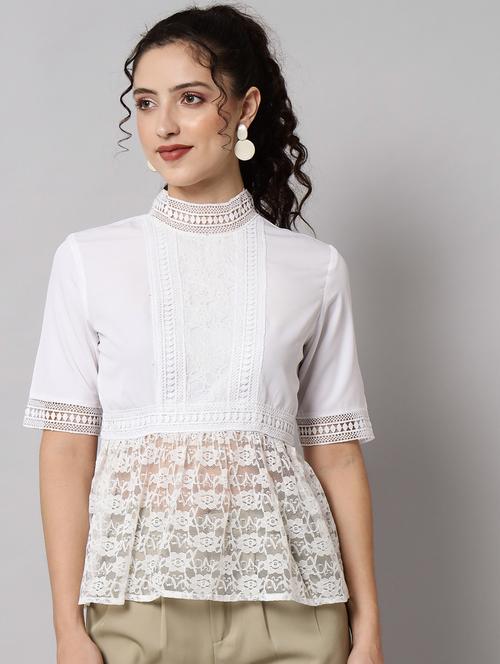 white cotton blend peplum top - 21277756 - Very Small Image - 1