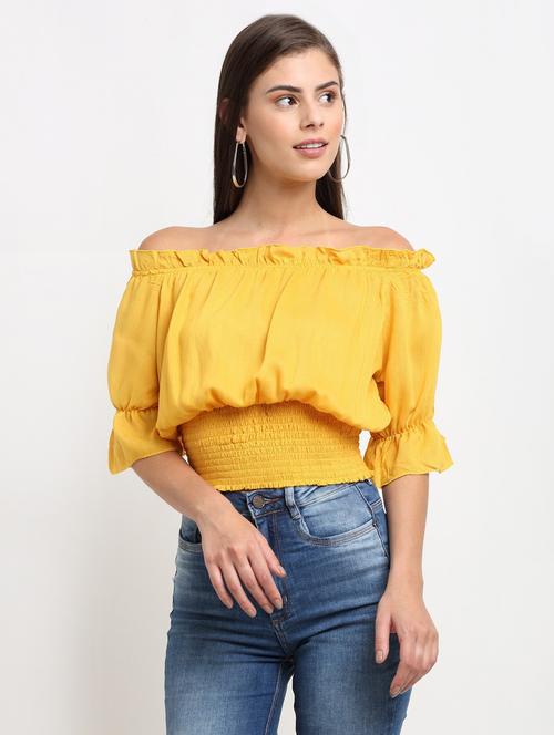 yellow viscose crop top - 21277775 - Very Small Image - 1