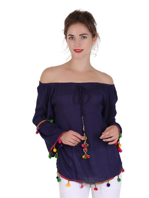 navy blue viscose regular top - 21277797 - Very Small Image - 1