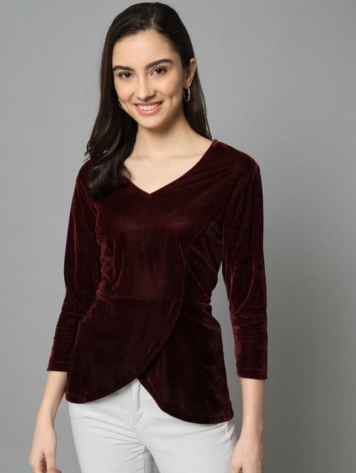 peach velvet wrap top - 21277802 - Very Small Image - 1