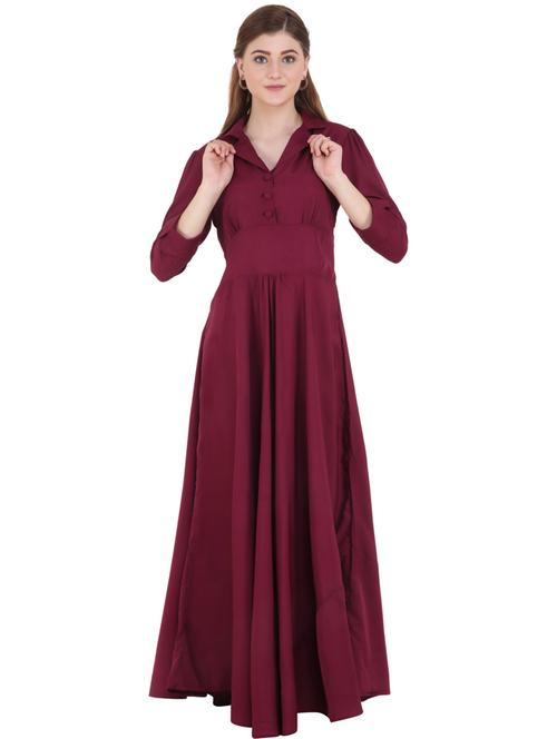 maroon crepe gown dress - 21277809 - Very Small Image - 1