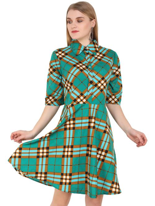 green crepe fit & flare dress - 21277832 - Very Small Image - 1