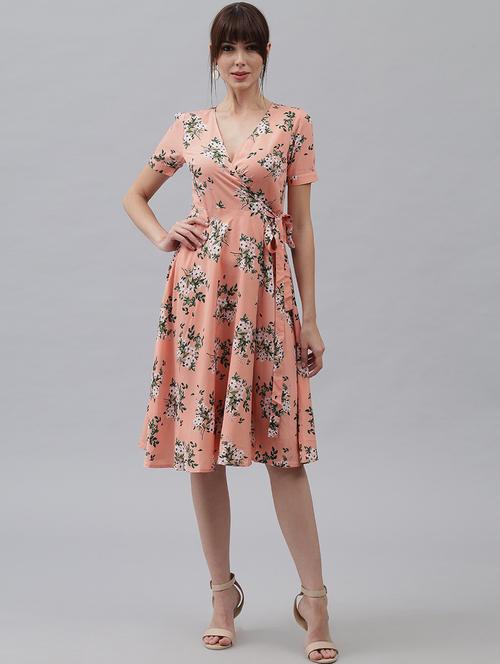 peach polyester wrap dress - 21277859 - Very Small Image - 1
