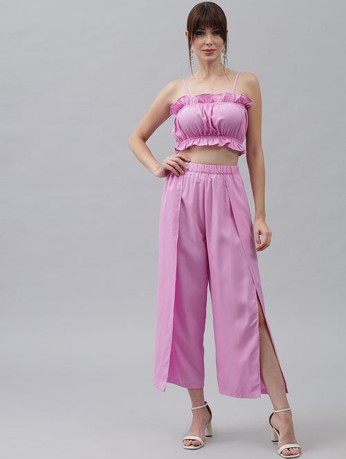 women pink solid top and skirt co-ord set - 21277876 - Very Small Image - 1
