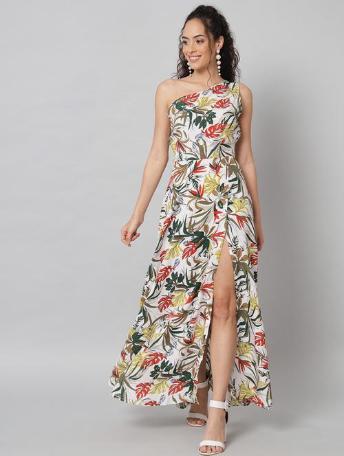 white polyester fit & flare dress - 21277913 - Very Small Image - 1