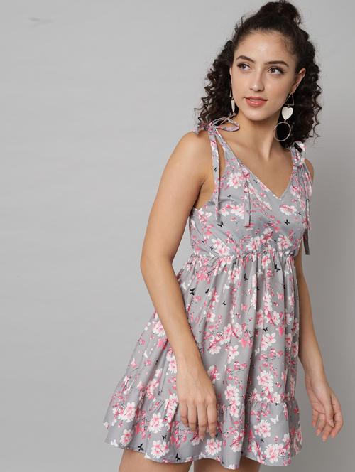 grey polyester fit & flare dress - 21277930 - Very Small Image - 1