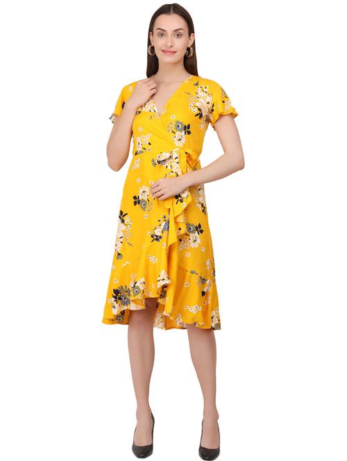 yellow polyester wrap dress - 21277939 - Very Small Image - 1