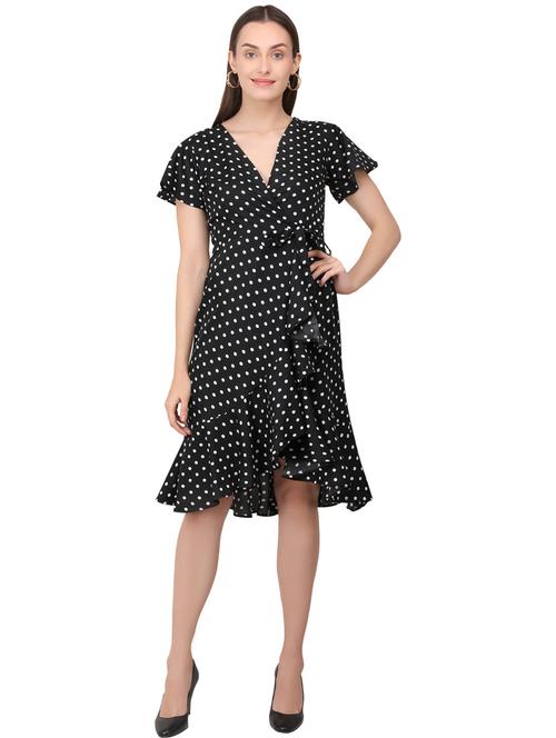 black polyester wrap dress - 21277941 - Very Small Image - 1