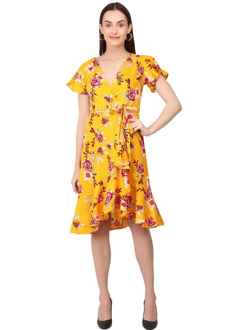 gold polyester wrap dress - 21277942 - Very Small Image - 1