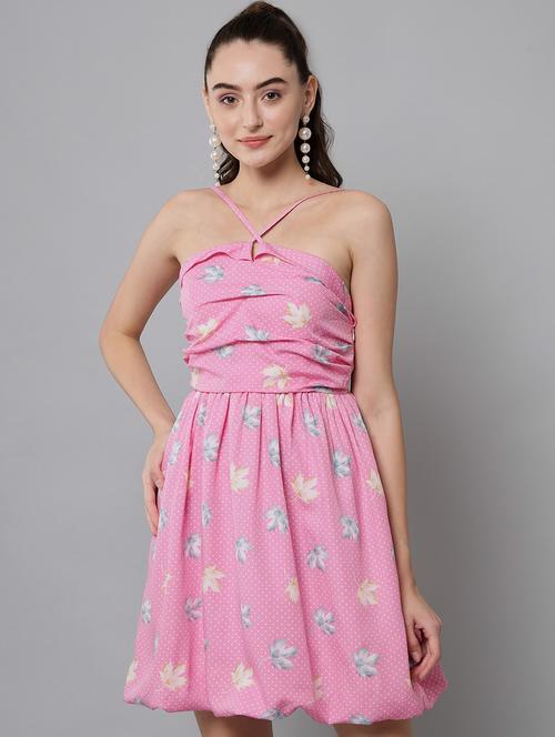 pink polyester fit & flare dress - 21277976 - Very Small Image - 1