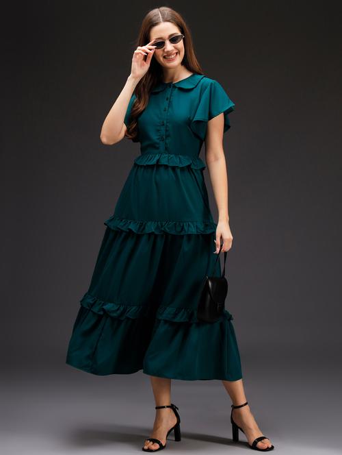 dark green polyester gown dress - 21278009 - Very Small Image - 1