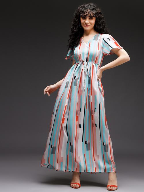 multi colored polyester gown dress - 21278013 - Very Small Image - 1