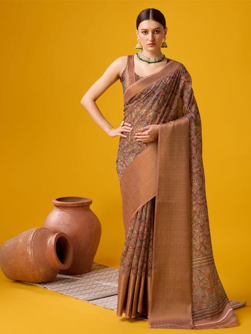 women self design tussar saree with blouse - 21279992 - Very Small Image - 1