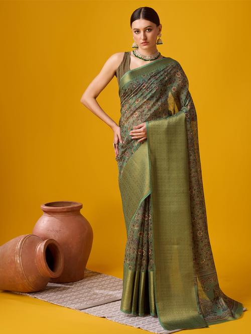 women self design tussar saree with blouse - 21279994 - Very Small Image - 1