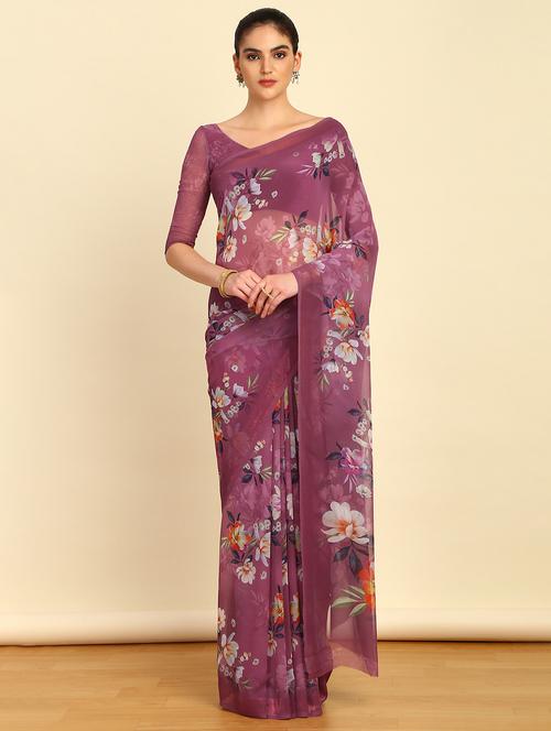 women printed saree with blouse - 21280411 - Very Small Image - 1