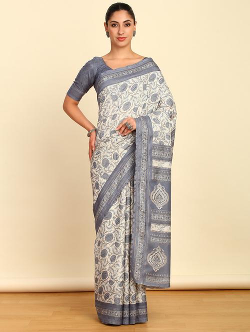 women grey floral printed saree - 21280436 - Very Small Image - 1