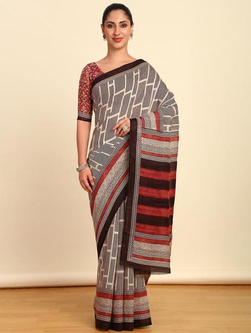 women printed saree with blouse - 21280574 - Very Small Image - 1