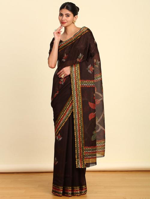 women brown printed saree - 21280634 - Very Small Image - 1