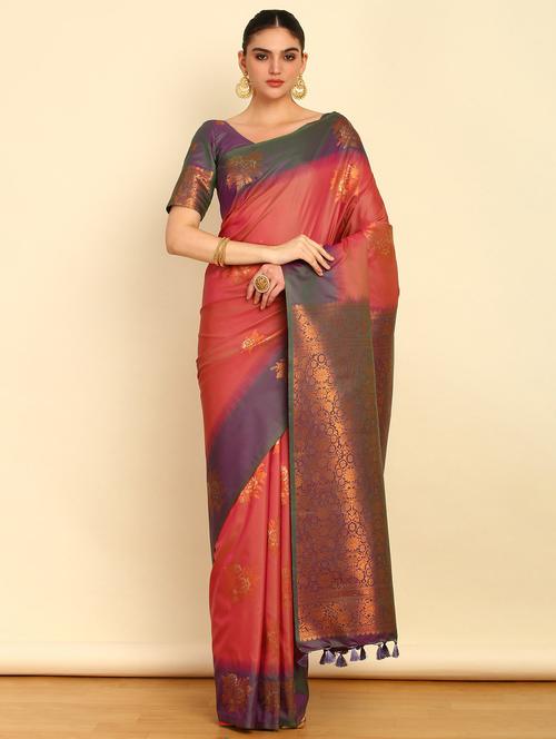 women self design bordered saree with blouse - 21280704 - Very Small Image - 1