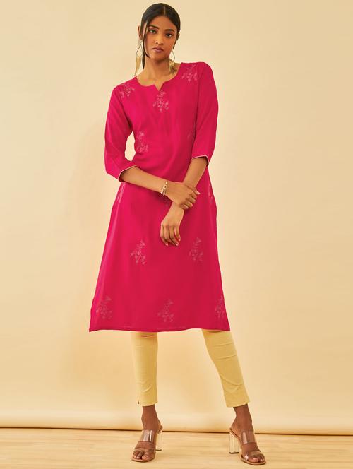 women three quarter sleeve straight kurta - 21281172 - Very Small Image - 1