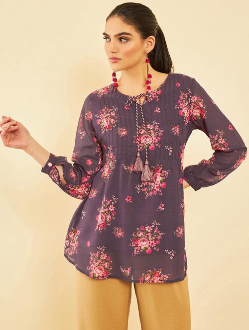 women floral print a-line tunic - 21281247 - Very Small Image - 1