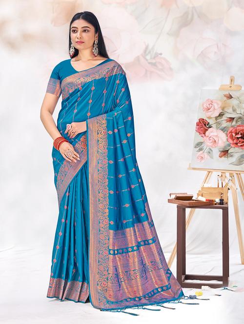 women self design banarasi saree with blouse - 21281897 - Very Small Image - 1