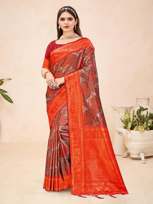 women self design banarasi saree with blouse - 21281909 - Very Small Image - 1