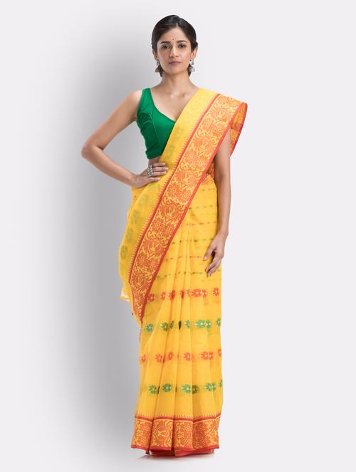 yellow cotton handloom saree - 21283448 - Very Small Image - 1