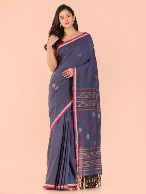 blue cotton handloom saree - 21283510 - Very Small Image - 1
